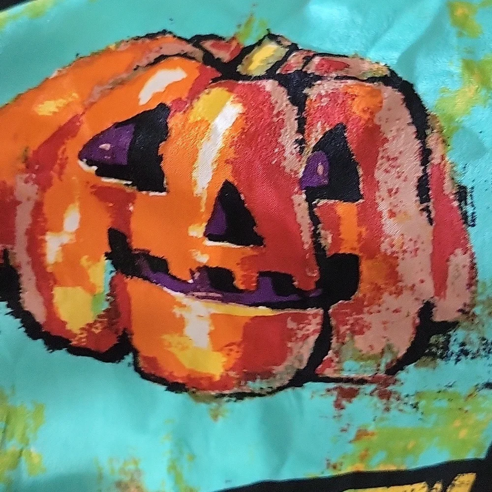Echo Silk Scarf Halloween Long Witch Pumpkin Cat Vintage Rectangular Multicolor